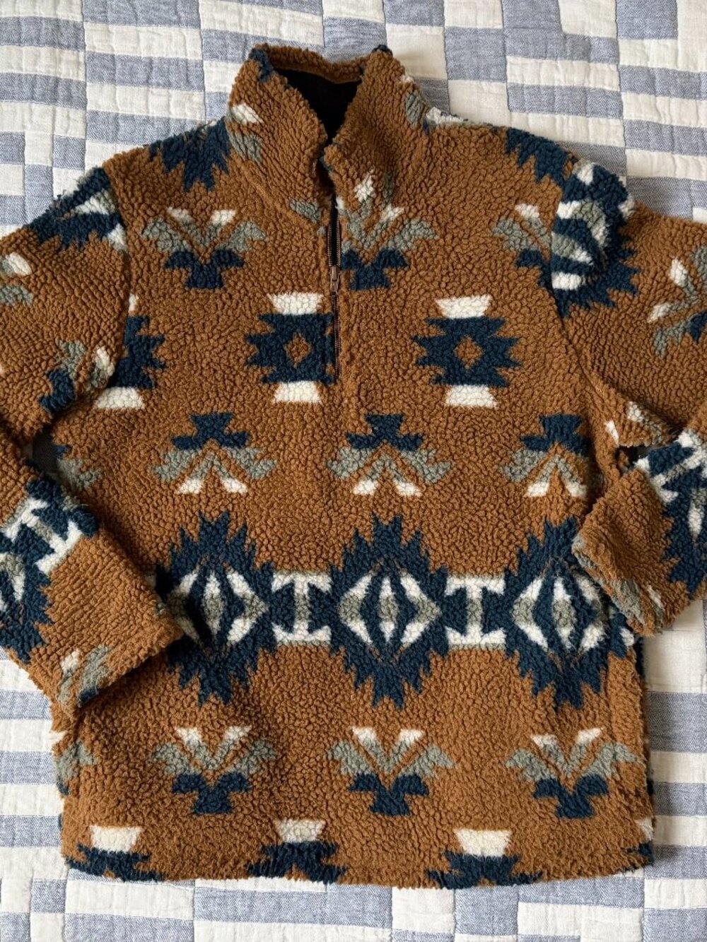 Men's Wrangler 1/4-zip sherpa pullover, Brown, Size Small